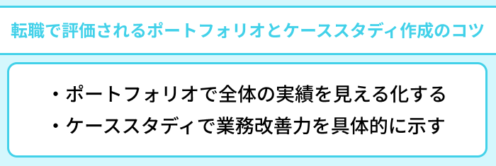 ITコンサルタントの転職で評価されるポートフォリオとケーススタディ作成のコツのイラスト